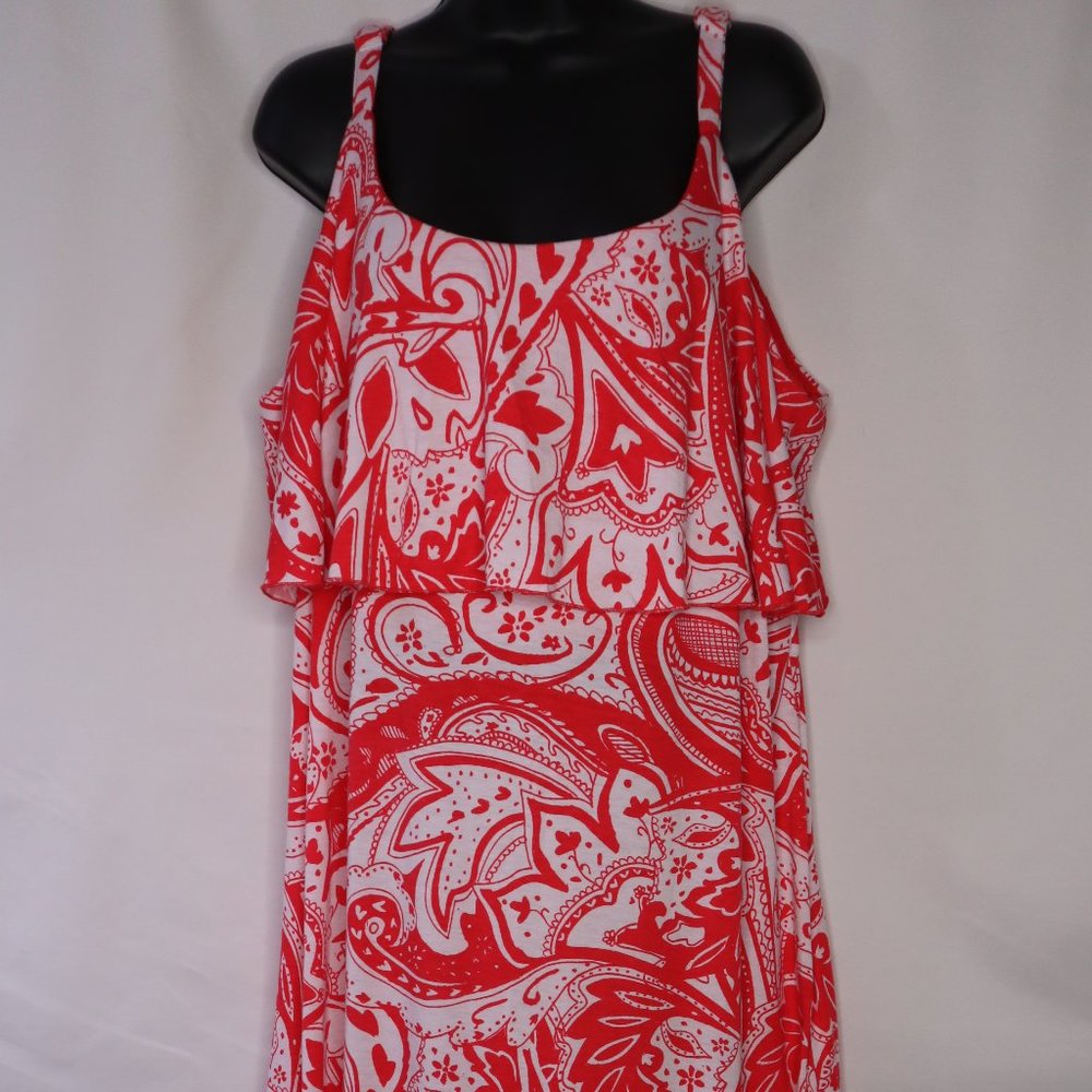 Coral & White Long Dress